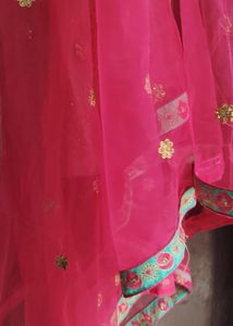 Mint &amp; Pink Embroidered Lehenga