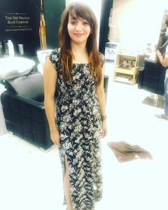 A  Stretchable Flower Printed Dress With Side Slit