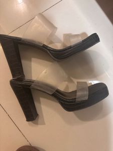Black Clear Strap Block High Heel Marc Loire
