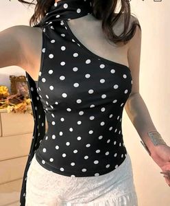 Polka Dot One Shoulder Top