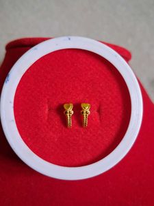 Gold Heart Stud Earrings