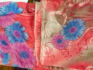 Pink saree with attached blouse piece