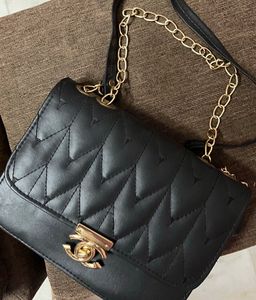 Black Quilted Gold Chain Bag