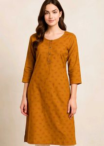 Floral Print Mustard Kurti