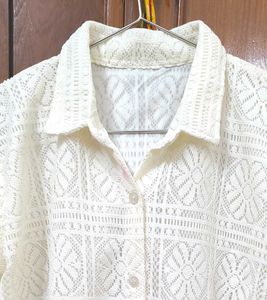 Off White Lace Shirt Top