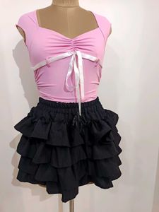 Pink Top &amp; Ruffle Skirt Set