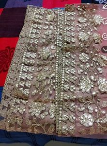 Peach Golden Party wear Dupatta