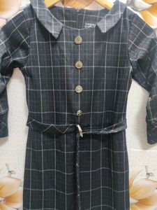 Black check dress for girls