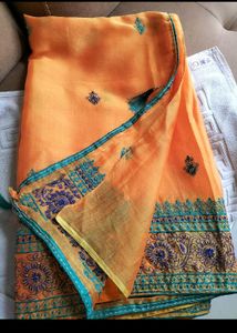 Orange Chiffon Saree
