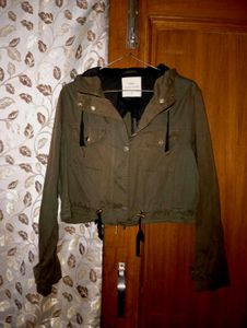 Green Cropped Hooded Jacket