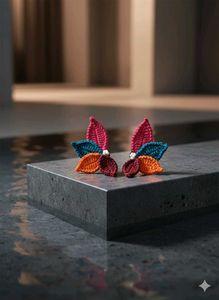 Unique leaf &amp; floral Crochet handmade Earrings