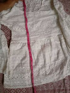 White Lace Peplum Top