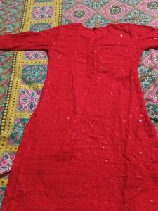 Red Embroidered Kurta