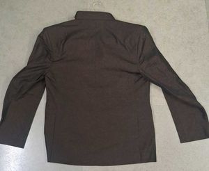 Brown Mandarin Collar Blazer