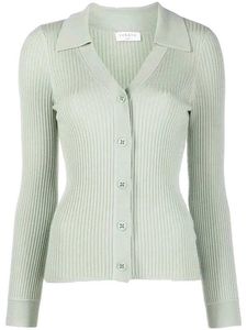 Sandro Lalie Ribbed Cardigan In Green