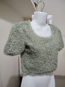 Fluffy Sage Green Crop Top