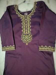 Purple Embroidered Kurti