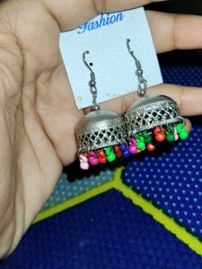 Silver Jhumka Earrings