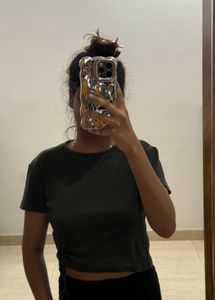 Tie-Front Olive Green T-Shirt
