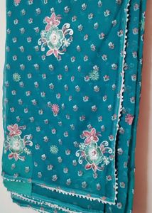 Embroidered Chiffon Saree 🩷