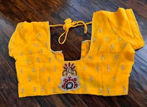 Mustard Yellow Embroidered Saree With Blouse
