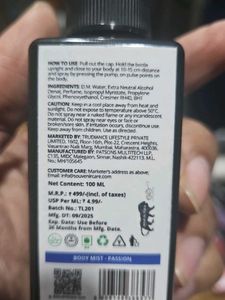 Souvenir Passion Body Mist Spray for Men and women