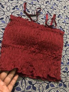 Burgundy Smocked Tube Top