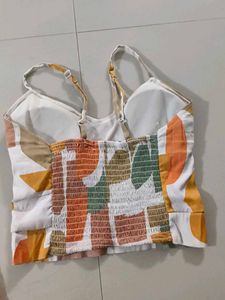 Abstract Pattern Shirt with cute strap top