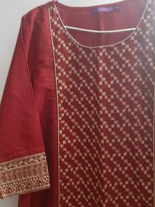 Dark Maroon Heavy Zari Embroidery Kurta