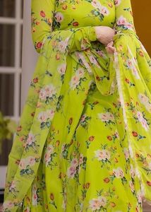 Floral Printed Long Sleeves Kurta Set