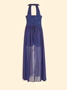 Navy Blue Lace Romper Dress