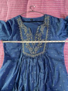 Elegant Blue Embroidered Anarkali Suit Set