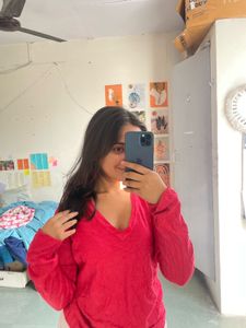 Pink V-Neck Long Sleeve Top