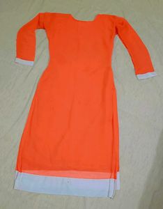Embroidery Orange Kurti