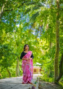 Pink Mekhela Chaadar