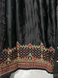 Black Embroidered Pant Suit