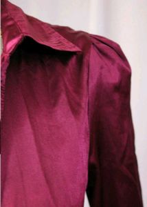Burgundy Satin Corset Blouse