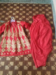 Beautiful Red Short Kurti With Dhoti Salwar ❤️‍🔥