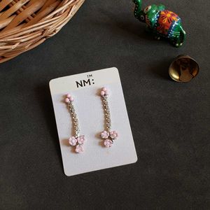 Chic Pink Floral Drop Earrings