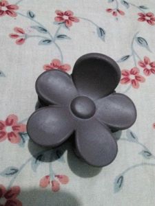 handmade Black Scrunchie with Bead, flower clip