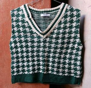 Pink Knit + green houdstooth vest Pack Of 2