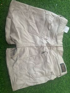Beige Denim Shorts