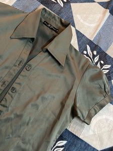 Green Button-Up Top