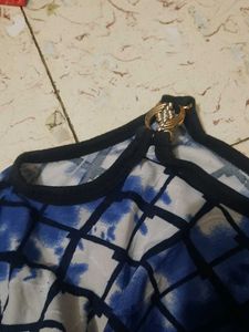 Blue &amp; White Cold Shoulder Top