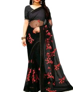 Black Net Saree