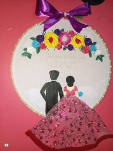 Wedding Embroidery Hoop Pink