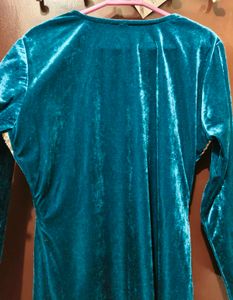 Elegant Blue Velvet Kurti