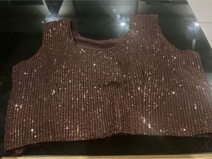 Sequined Brown Readymade Blouse