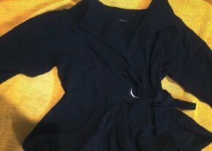 Tie Wrap Black Women Short Top