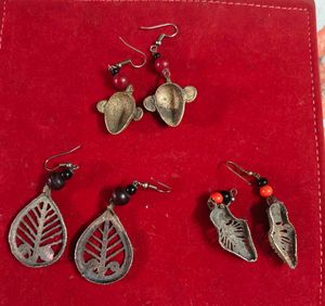 3 Pair Dokra Earrings